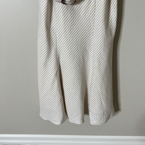 12P Ann Taylor Sleeveless Striped Linen Blend Belted Midi Dress - Picture 6 of 10